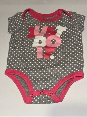 Nike Gray Polka Dot Baby One-Piece with Pink Trim